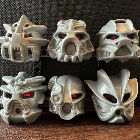 LEGO BIONICLE Set of 6 Pearl Light Gray (Protodermis) Nuva Kanohi