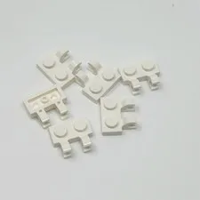 60470b LEGO Plate Mod 1x2 w/ 2 Open O Clip Horizontal Grip WHITE (6)