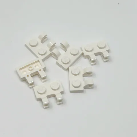 60470b LEGO Plate Mod 1x2 w/ 2 Open O Clip Horizontal Grip WHITE (6)