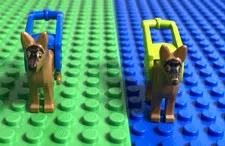 LEGO® Dog Alsatian German Sheperd X2 Medium Nougat City Dogs W/ Harnesses