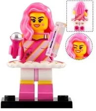 The Lego  movie 2 Candy  Rapper Super Hero 71023 with black stand  Inspired Read