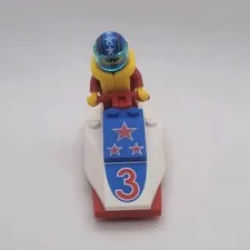 LEGO Jet Ski Racer Minifigure Blue Helmet Red Outfit Number 3 Watercraft