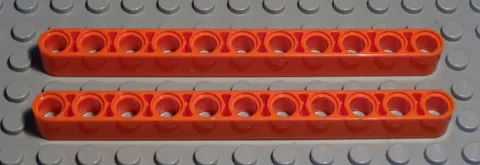 Lego Technic Perforated Beam 1x11 Dark Orange 2 Pieces