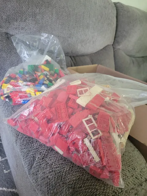 Vintage LEGO Red White Other Bricks Lot 1960s Building Blocks about 6 lbs
