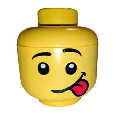 Lego Yellow Head Storage Container Case Silly Tongue 7" 2018 & 400+ Random Legos
