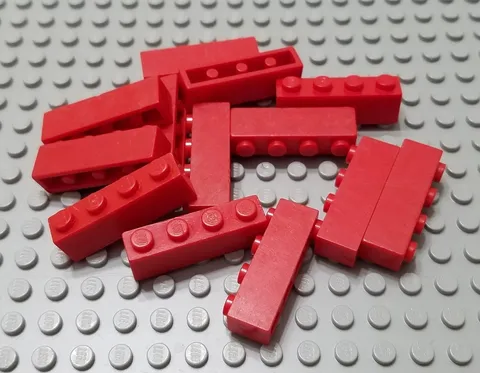 LEGO Lot of 12 Red 1x4 Building Bricks Parts Pieces