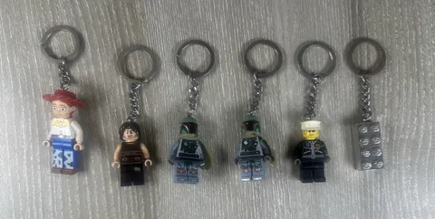 LEGO Keychain Lot of 6 Minifigures Star Wars Boba Fett Jessie PoP Cop Brick Used
