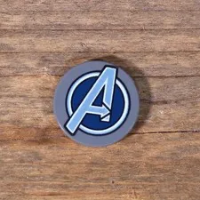 LEGO DBG Round 2x2 Dark Blue and Metallic Light Blue Avengers Logo 14769pb259