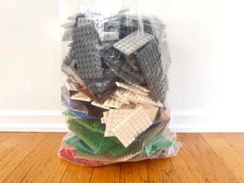200+ LEGO Bulk Lot of 4 Lbs. Mixed Plates Greys Black White Browns Sand Blue