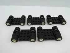 Lego Lot of 5 Black Vehicle Car Base 4 x 7 x 2/3 with Wheels ~ Part # 2441
