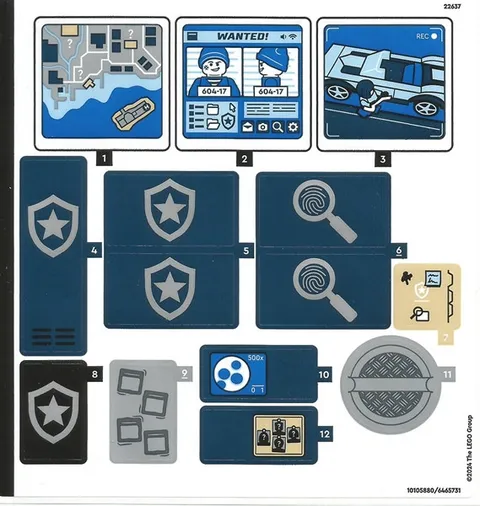 LEGO STICKER SHEET 60418 POLICE MOBILE CRIME LAB TRUCK from set New