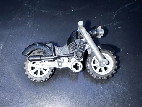LEGO Black Motorcycle Chopper Black Chassis Flat gray Rims Bike Cycle