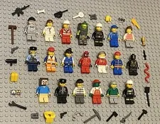 LEGO Minifigures Lot 20 People Fireman Police City Guys Men Girl Town Monster