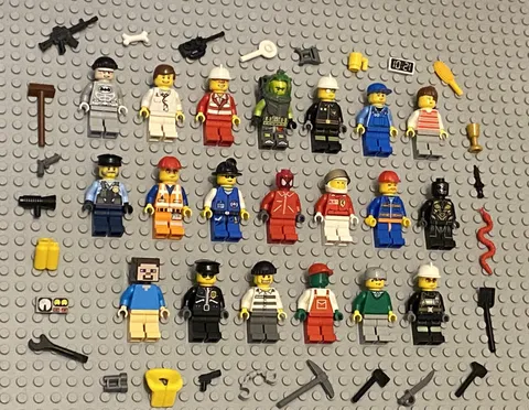 LEGO Minifigures Lot 20 People Fireman Police City Guys Men Girl Town Monster