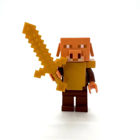 LEGO Minecraft Piglin Minifigure Gold Chestplate Sword Nether Mob