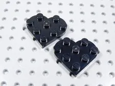 LEGO Lot of 2 Black 3x3 Heart Shaped Plates BS