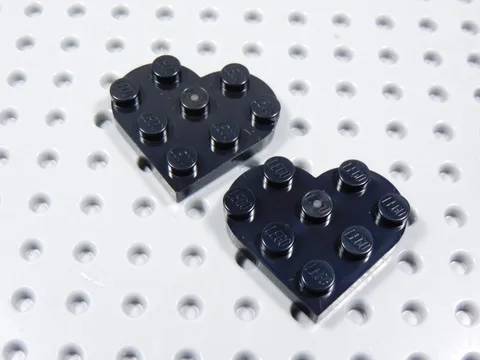LEGO Lot of 2 Black 3x3 Heart Shaped Plates BS