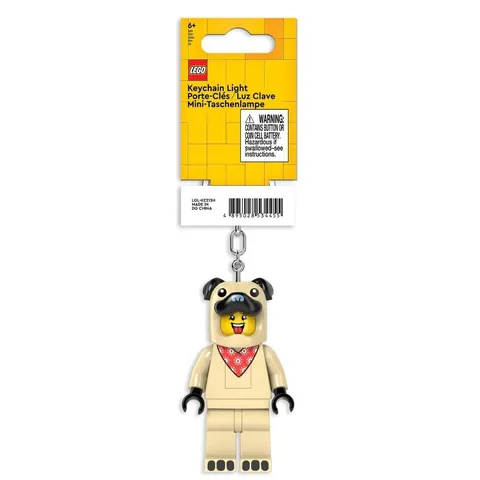 LEGO Iconic Pug Suit Guy Minifigure key Light (keyring key chain) LED Lite