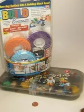 LOT LEGO 14 USED SERIES 9 PLASTIC CASE+12ft of Building BLOCK TAPE BUILD BONANZA