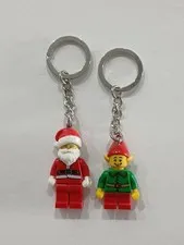 LEGO Minifigure Keychains Lot of 2 Santa (854040) and Elf (854041) EUC