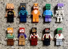 Lego 10 Pc Assorted Minecraft Minifigure Lot