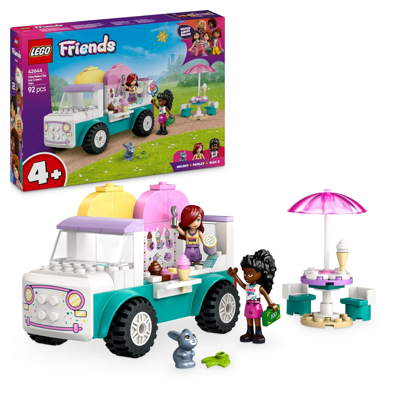 LEGO Friends Heartlake City Ice Cream Van Toy, Creative Pretend-Play Food Set fo