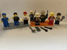 Lego Minifigs Lot of 8 Misc City Fireman Paramedic Female Doctor Airline Pilot