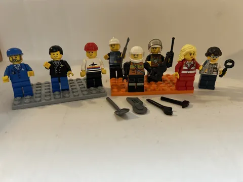 Lego Minifigs Lot of 8 Misc City Fireman Paramedic Female Doctor Airline Pilot