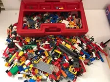 Vintage Lego Red Storage Carrying Case filled legos building bricks figures lot