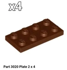 LEGO NEW Parts (x4) Plate 2 x 4 3020 REDDISH BROWN 4211186