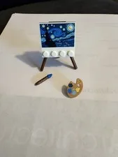 Lego New Vincent Van Gogh Starry Night 4x4  easel 21333 Paint Palette And Brush
