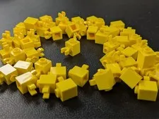 Lego 50x New Yellow Brick, Modified 1 x 1 with Open O Clip # 60475b Lot Bulk MOC