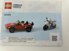 Lego City Red Car Police Motorcycle 60392 Instructional Manual Only