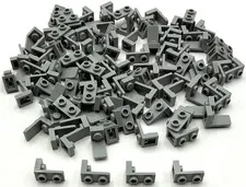 Lego 100 New Light Bluish Gray Brackets 1 x 1 - 1 x 2 Inverted Pieces