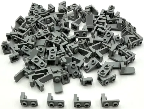 Lego 100 New Light Bluish Gray Brackets 1 x 1 - 1 x 2 Inverted Pieces