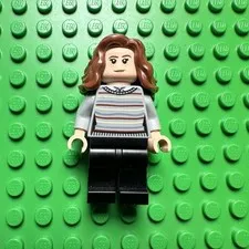 LEGO Female Minifigure Brown Hair Striped Torso Black Legs Hermione Granger Z12