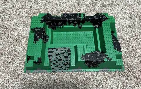 LEGO Baseplate Raised (6261px1) 32 x 48 x 6 with Center Pit w/ Stones (6090)
