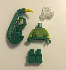 LEGO Green Snake Minifigure w/ Tail, Headpiece, Binoculars, Helmet & Plume