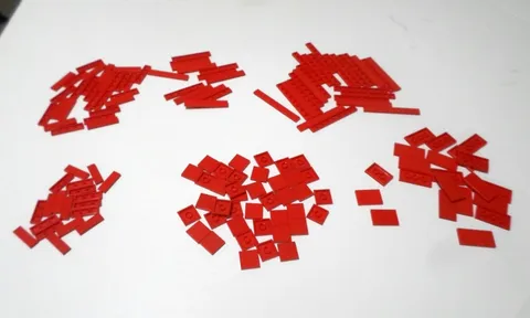 LEGO BULK LOT OF OVER 140 RED SMOOTH TILES 1X3 1X4 1X6 1X8 2X2 2X3 2X4