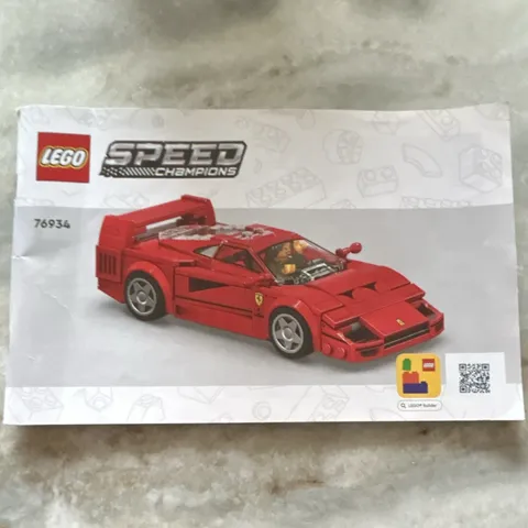 LEGO Speed Champions 76934 Ferrari F40 Supercar Instruction Manual Booklet Only