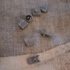 LEGO Gray Plastic Parts Pieces Lot w/ Printed Round Tiles Bulk Lot of 6 (6pc)