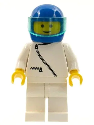 LEGO® Minifigure Town zip008 Jacket w/Zipper White White Legs Blue Helmet Trans-