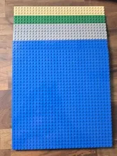 Lot Of 6 Lego 32x32 Baseplates 2x Blue 2x Grey, Green Tan Used