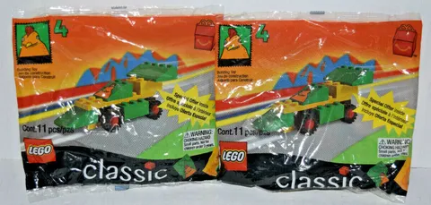 1999 MCDONALD'S LEGO CLASSIC TOY 11 PIECES #4 Chicken Racer Lot of 2 NIP