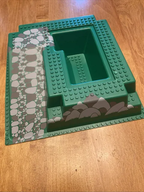 Lego 2552px6 Green Raised 32x32 Baseplate w/ Ramp & Pit Gray Rocks Pattern #2