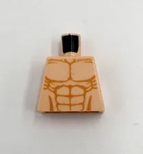LEGO - Minifig, Torso Bare Chest w/ Muscles Outline Detailed Pattern - Lt Flesh