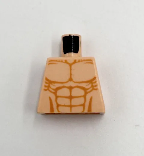 LEGO - Minifig, Torso Bare Chest w/ Muscles Outline Detailed Pattern - Lt Flesh