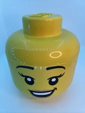 Medium LEGO Girl Storage Head Container Yellow Toy Box Organiser 12cmX13cm