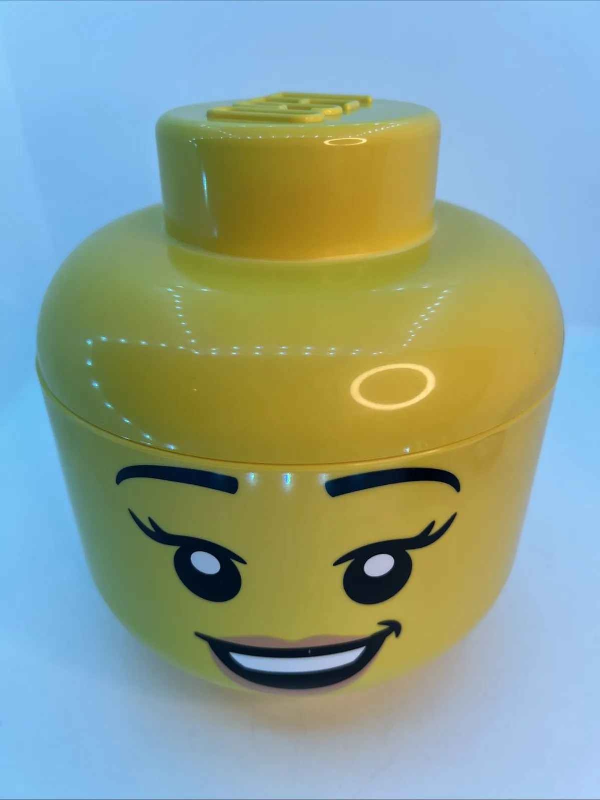 Medium LEGO Girl Storage Head Container Yellow Toy Box Organiser 12cmX13cm