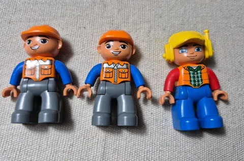3 Lego Duplo Man Lumberjack/Construction Workers Figures.